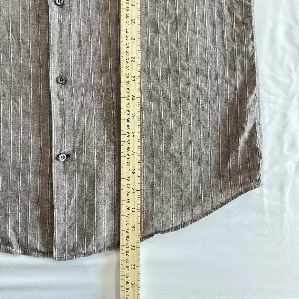 Banana Republic Mens XL Brown Slim Fit Italian Linen Long Sleeve Shirt Good